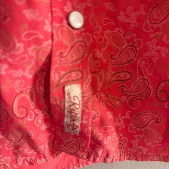 Rafter C Paisley Kids Red Button Down Cowboy Western Shirt Medium - Picture 2 of 8